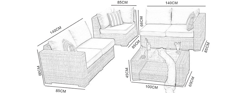 pe wicker sofa set