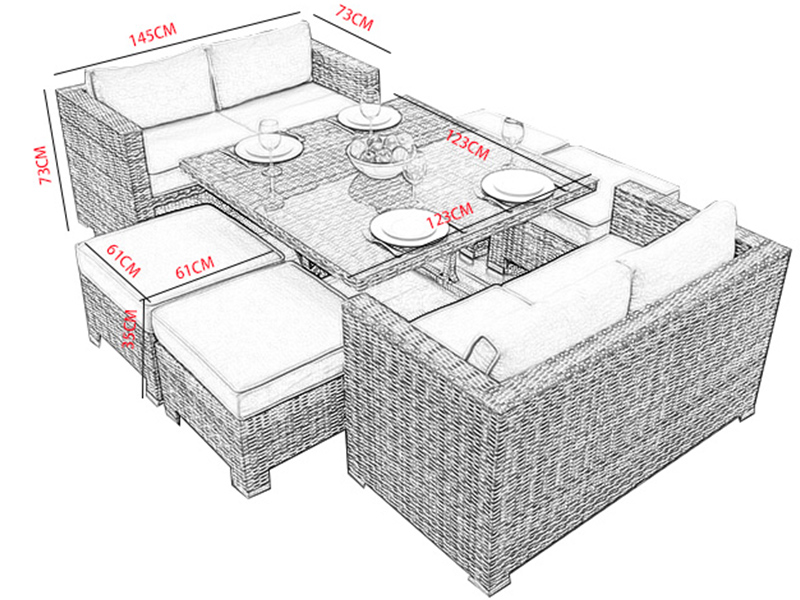 PE rattan table and chairs