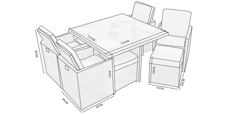 Rattan dining set furniture