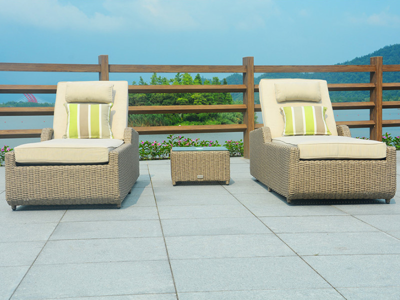 High quality aluminium frame outdoor PE rattan lying bed