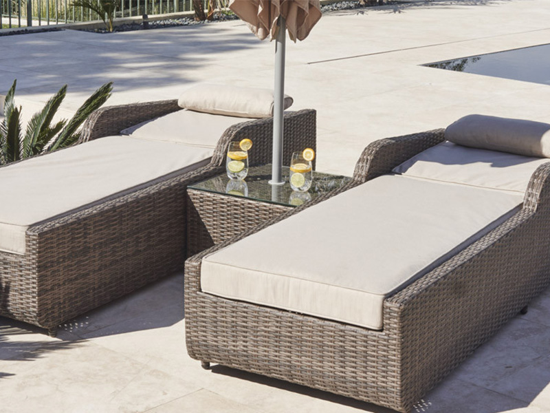 High quality aluminium frame outdoor PE rattan lying bed